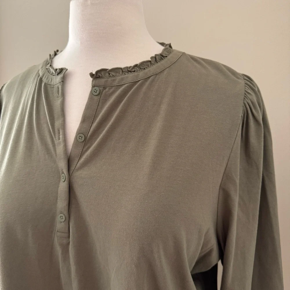Talbots Ruffle Henley - Picture 3 of 7